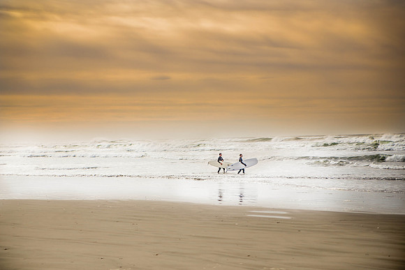 Surfers at Washington Coast